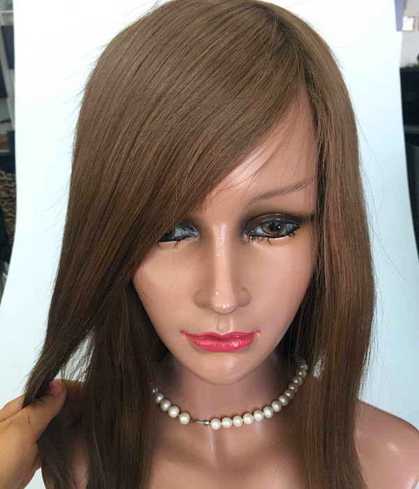 8-30 inch Color 6 human hair Full Lace wig PU around customs made wig factory JF348